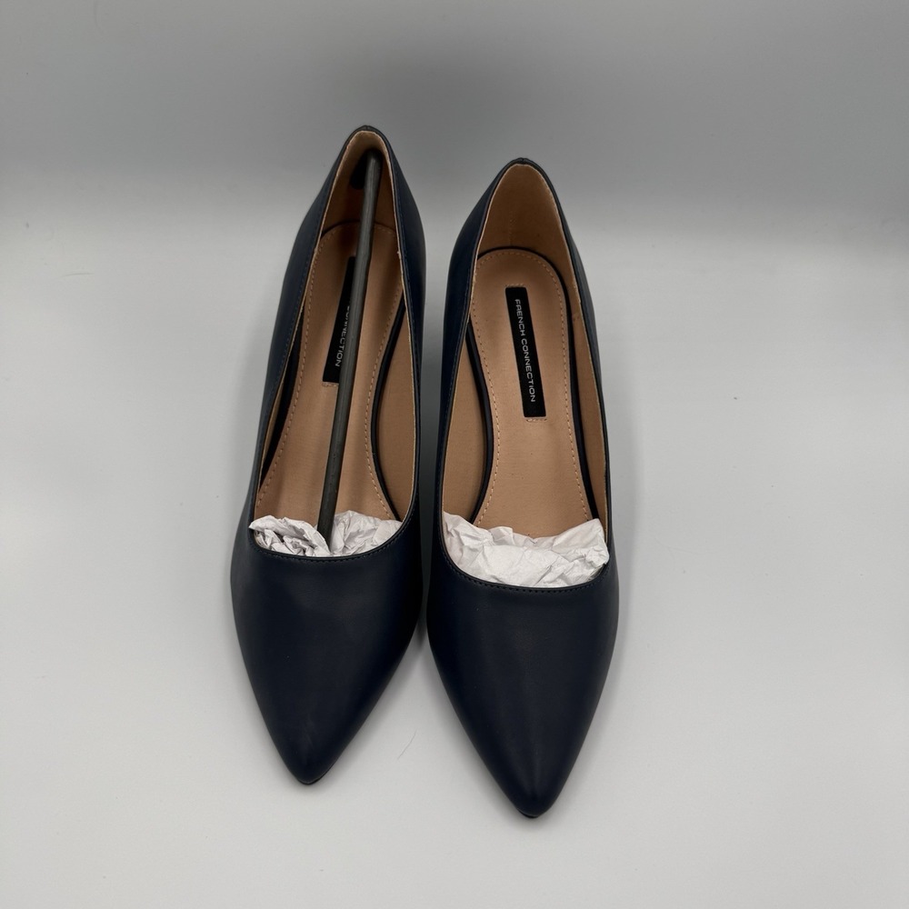 French Connection Navy Blue Pointed Toe Kitten Heel Pumps Women's Size 8.5
